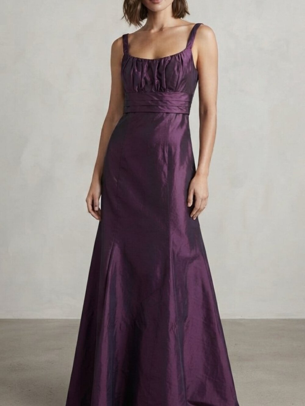 VTG Formal Gown Taffeta Maxi Dress Iridescent Purple Sz 6 Fits S-XS Recency HOC